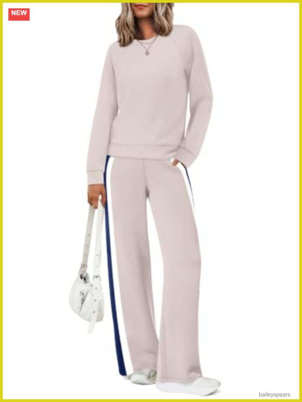 2 Piece Sweatsuit Set Women Wide Leg Pants Pullover Raglan Sleeve Lounge